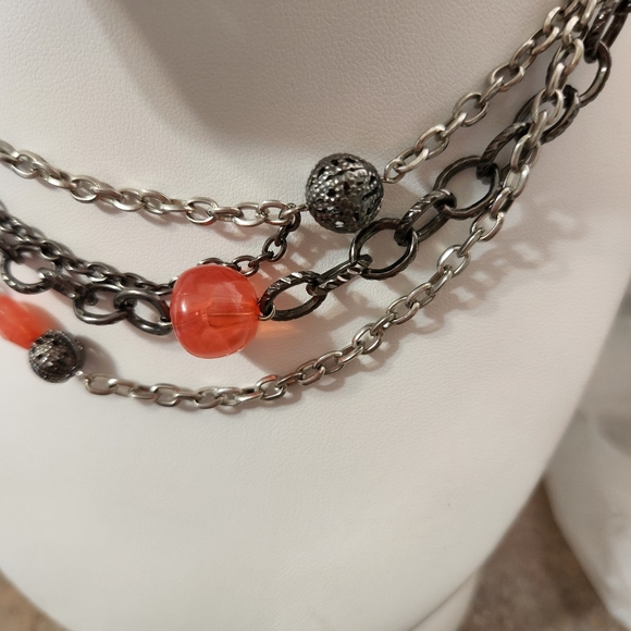 Beaded two-tone Silver necklace - Picture 2 of 3